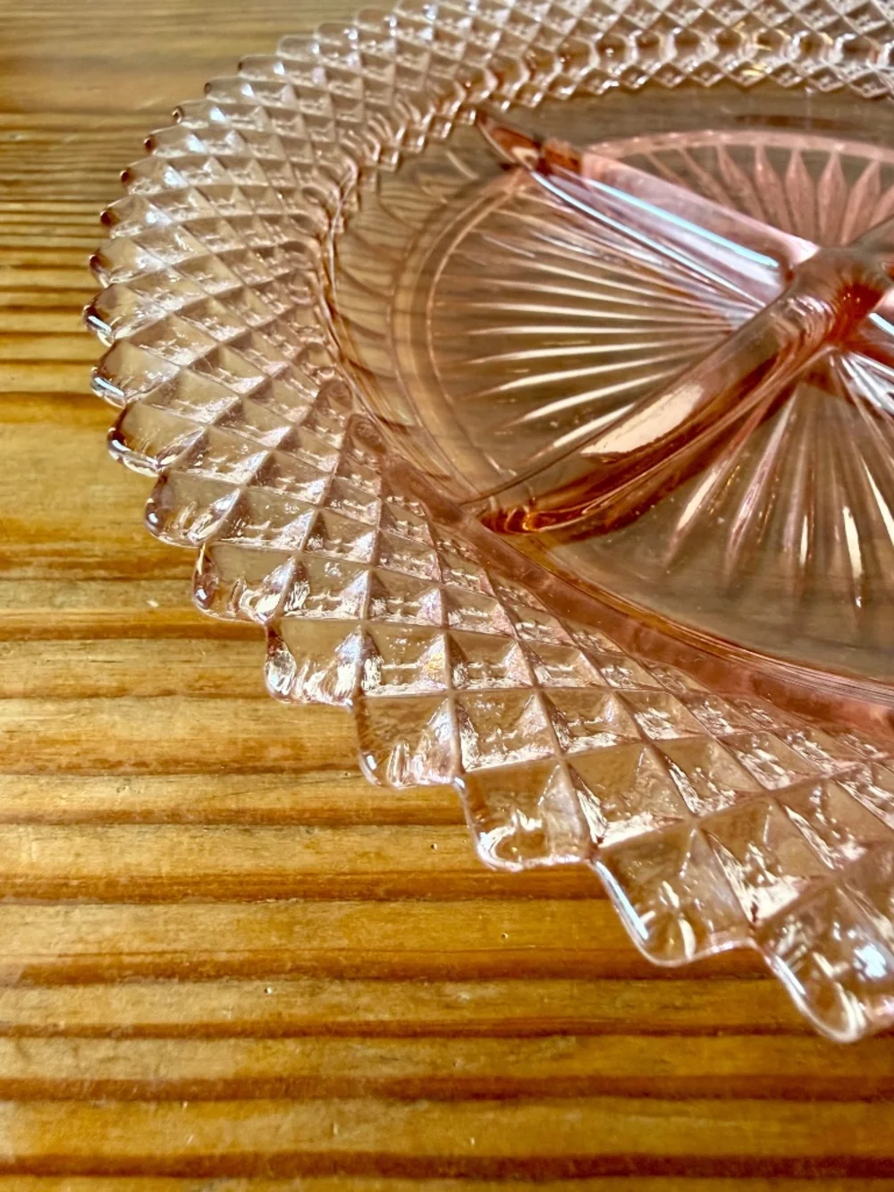 Anchor Hocking Miss America Pink Divided Relish Tray 8.75